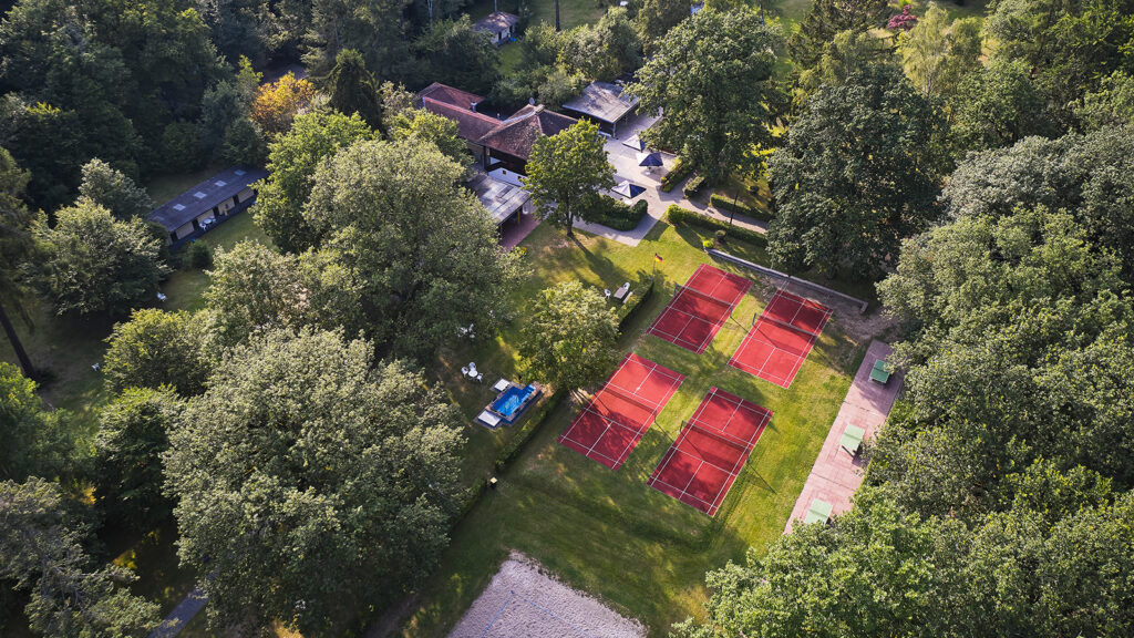Drone view of the recreation area from above.